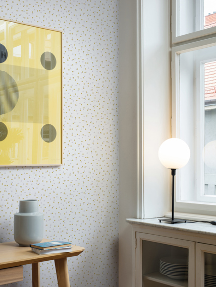 Sample of wallpaper Atoms yellow